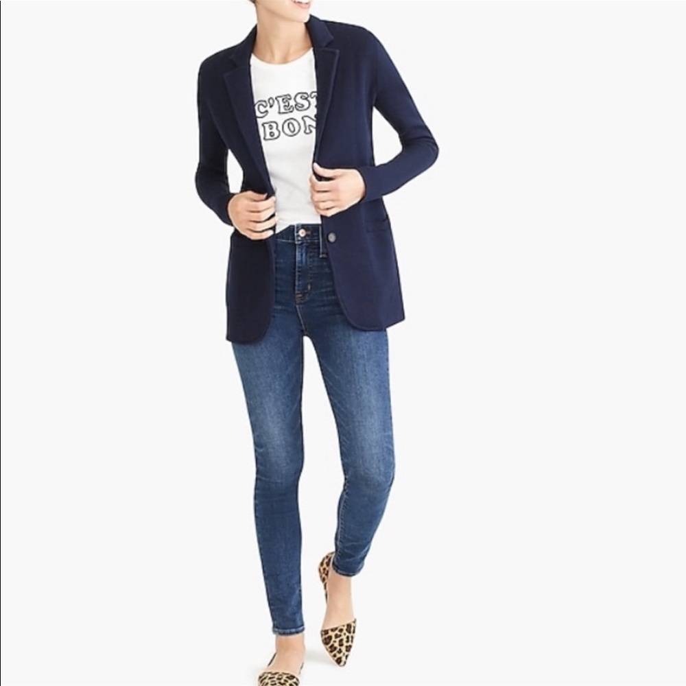 J. Crew Navy Blue Sweater Blazer